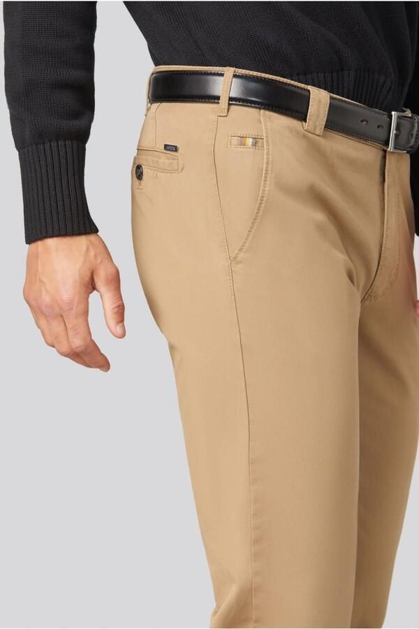 Meyer katoenen broek Roma beige effen katoen-stretch - Foto 4