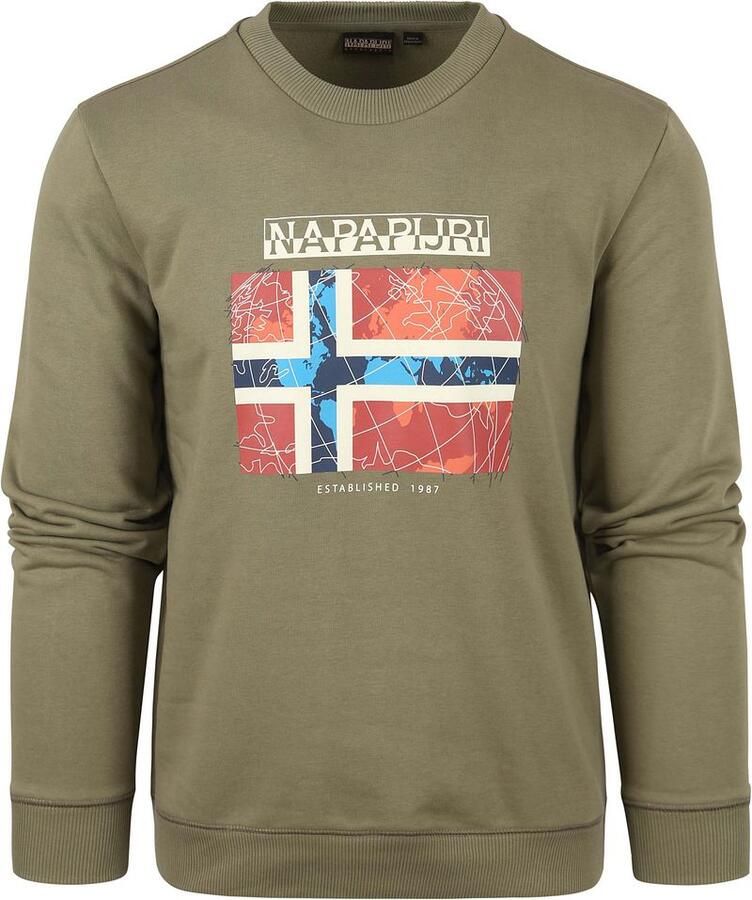Napapijri Groene sweatshirt met lange mouwen en logoprint Green Heren