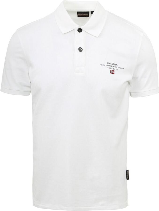 Napapijri Witte Katoenen Polo Shirt met Print en Logo White Heren