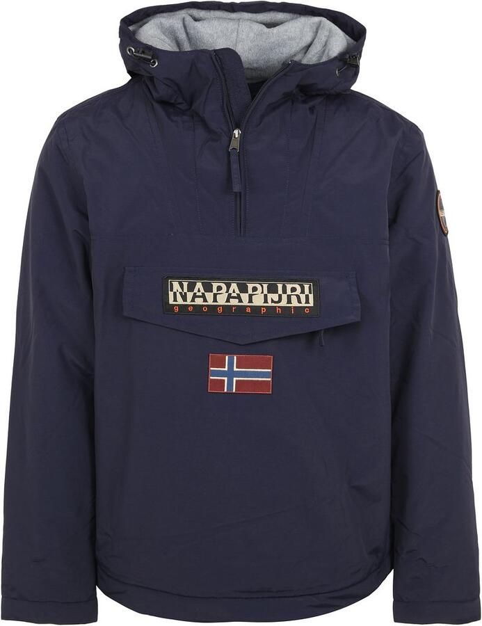 Napapijri Blauwe Regenwoud Jas Lange Mouwen Capuchon Blue Heren