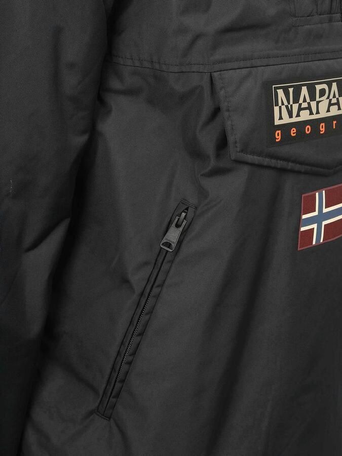 Napapijri Zwarte Polyesterjas Herfst Winter Collectie Black Heren