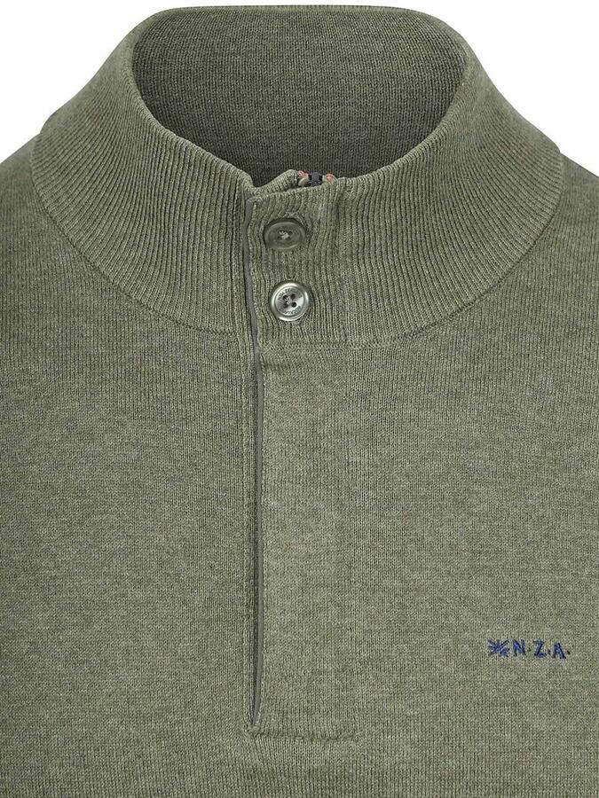 New zealand auckland NZA Half Zip Trui Akar Melange Army - Foto 5