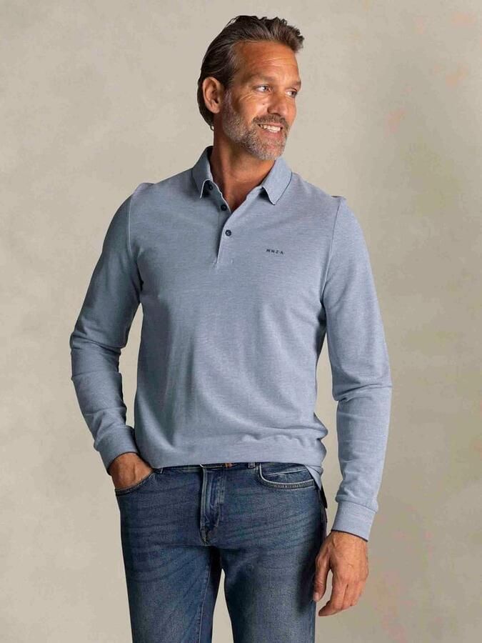 New zealand auckland Polo Shirt Lange Mouw NZA Longsleeve Polo Hamton Piqué Blauw - Foto 2