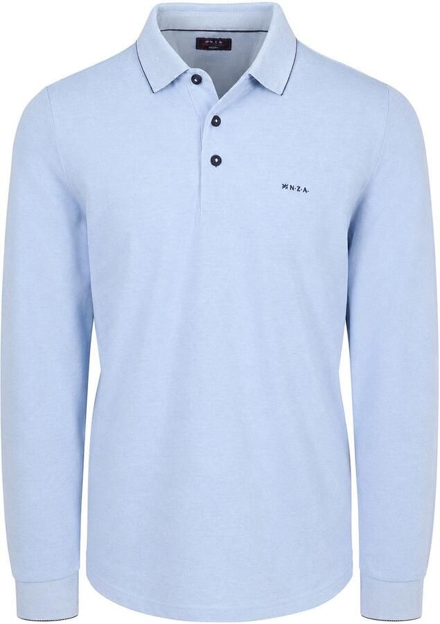 New Zealand Auckland regular fit gemêleerde polo lichtblauw - Foto 3