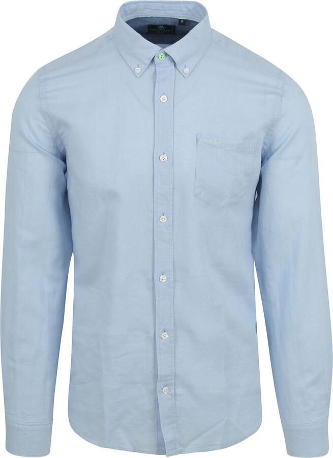 New zealand auckland Overhemd Lange Mouw NZA Overhemd Okarito Linnen Lichtblauw - Foto 3