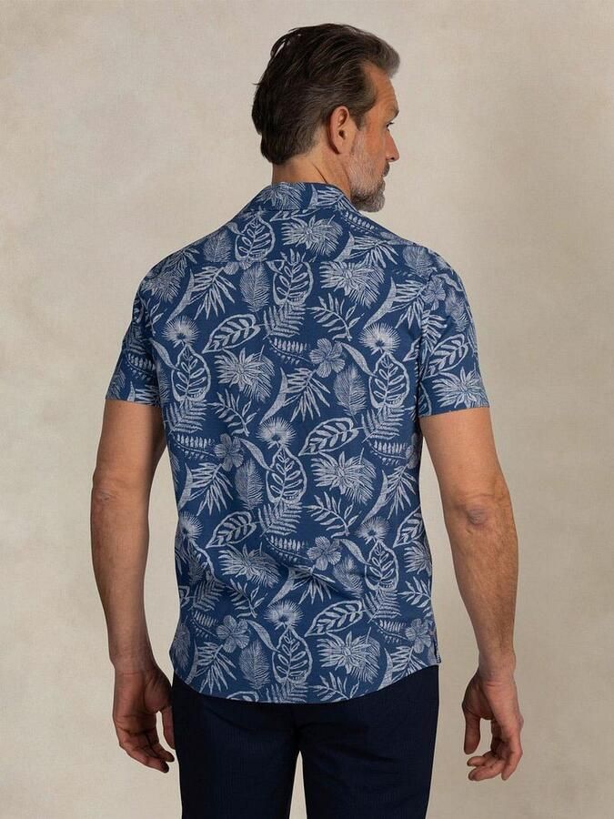 New zealand auckland NZA Overhemd Short Sleeve Piqué Flower Print Blauw - Foto 3