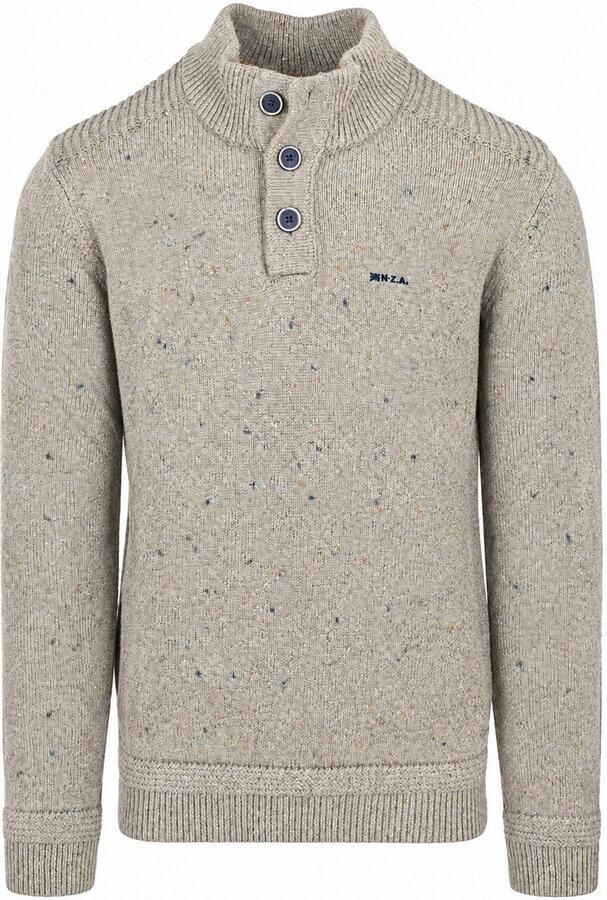 New zealand auckland NZA Pullover Mocker Eltham Knit Melange Tan Sand - Foto 4
