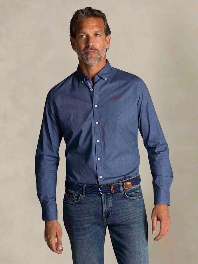 New zealand auckland NZA Shirt James Oban Poplin Blauw - Foto 2