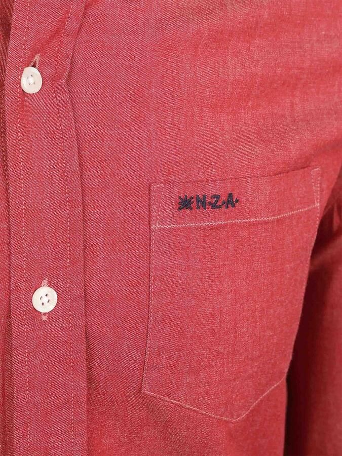 New zealand auckland NZA Shirt James Twill Melange Rood - Foto 4