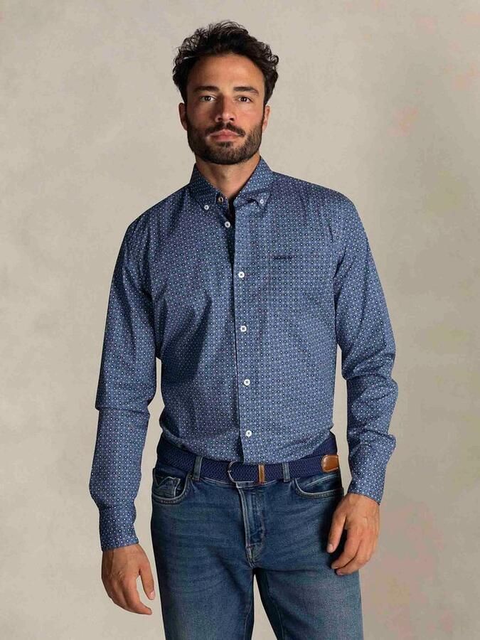 New zealand auckland NZA Shirt Kylan Poplin Print Blauw - Foto 2
