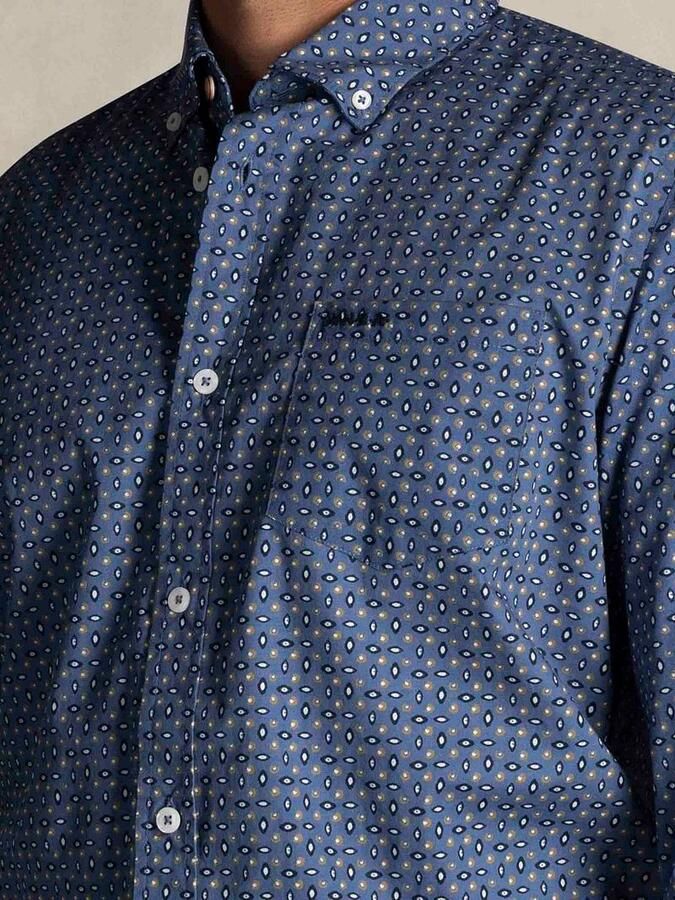 New zealand auckland NZA Shirt Kylan Poplin Print Blauw - Foto 3