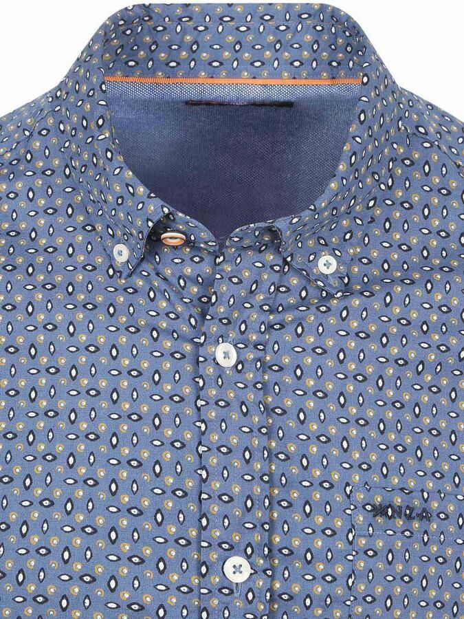 New zealand auckland NZA Shirt Kylan Poplin Print Blauw - Foto 5