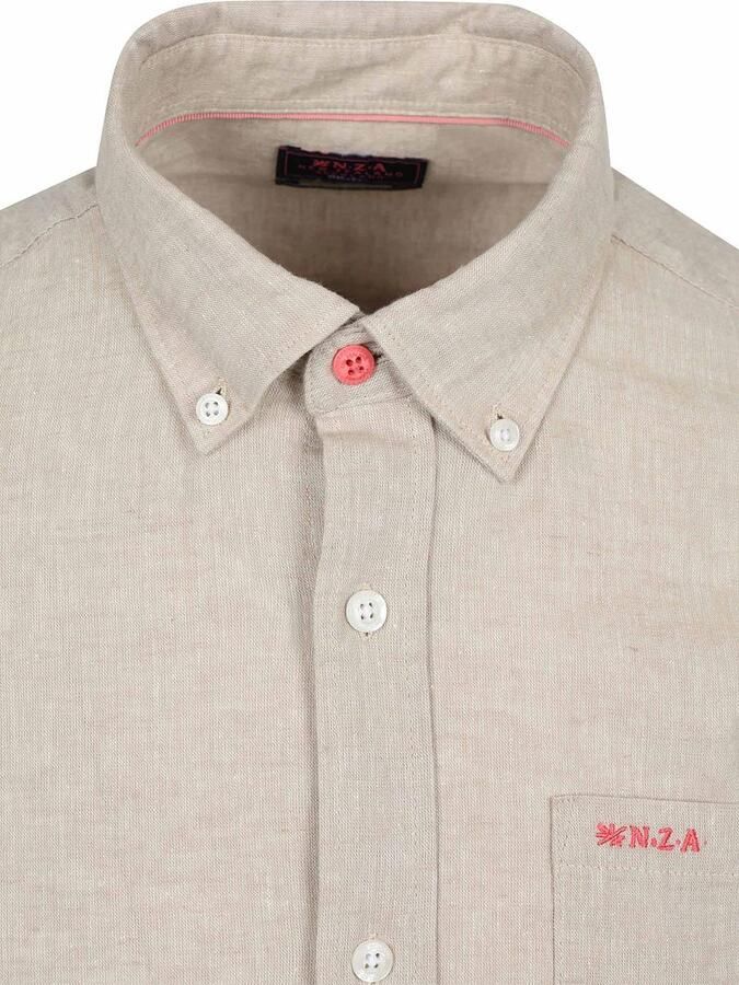 New Zealand Auckland regular casual overhemd met linnen beige - Foto 7