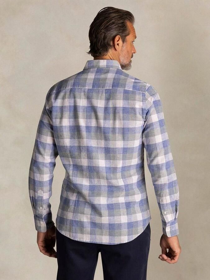 New zealand auckland NZA Shirt Picton Linnen Blend Ruit Blauw - Foto 3