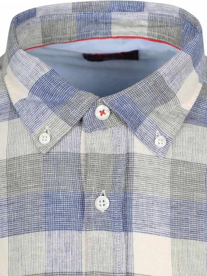 New zealand auckland NZA Shirt Picton Linnen Blend Ruit Blauw - Foto 5