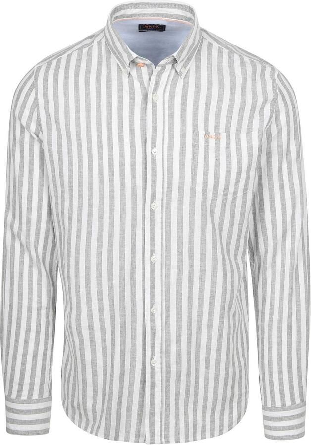 New zealand auckland NZA Shirt Picton Linnen Blend Streep Groen