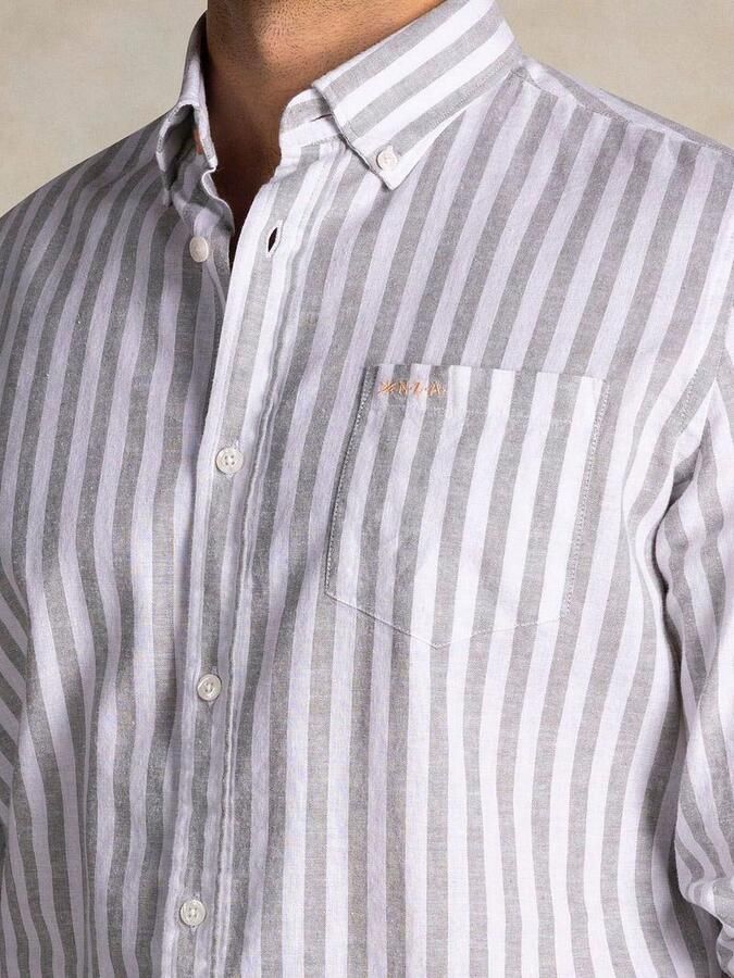 New zealand auckland NZA Shirt Picton Linnen Blend Streep Groen - Foto 2