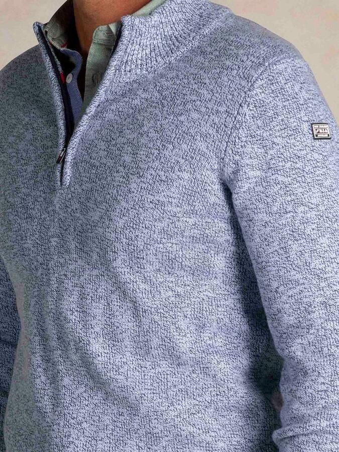 New zealand auckland NZA Trui Half Zip Thames Milton Slub Blauw - Foto 2