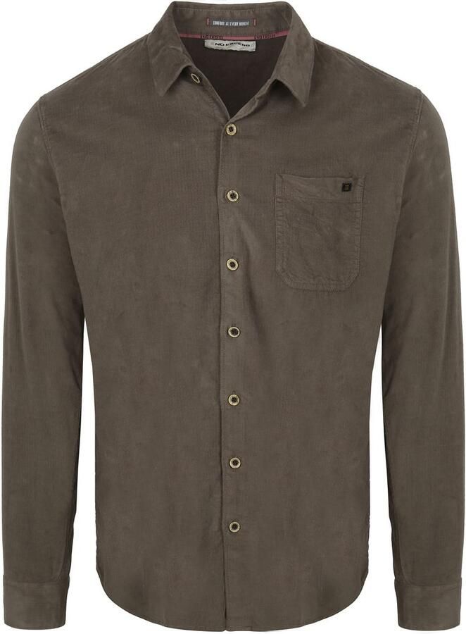 No Excess Fine Corduroy Overhemd Dark Clay