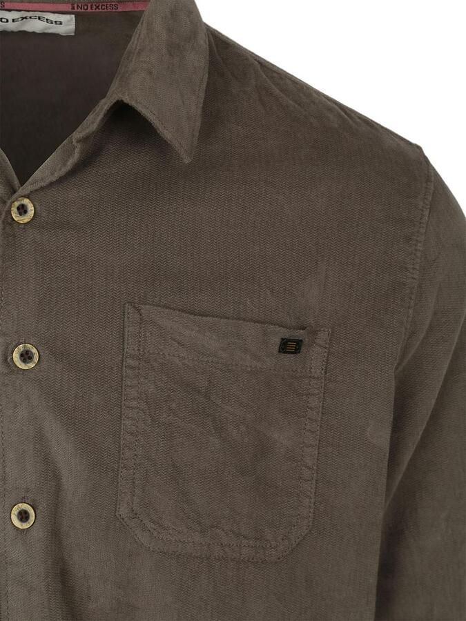 No Excess Fine Corduroy Overhemd Dark Clay - Foto 2