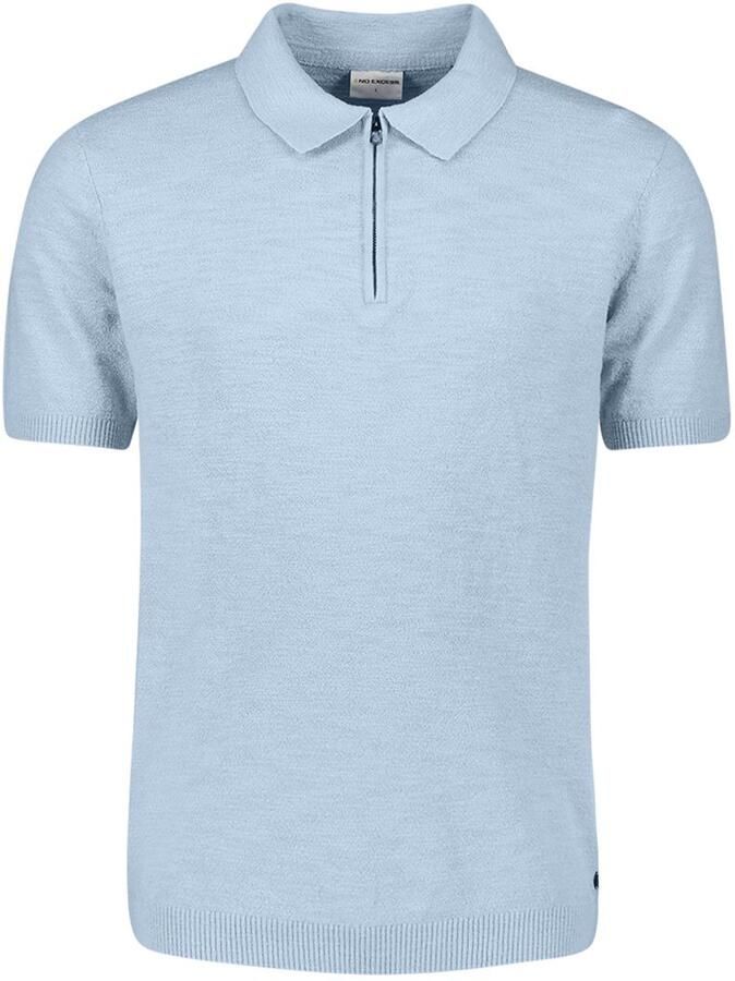 No Excess Polo Shirt Korte Mouw Half Zip Poloshirt Lichtblauw - Foto 3