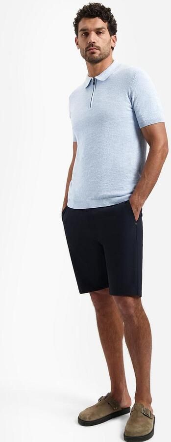 No Excess Polo Shirt Korte Mouw Half Zip Poloshirt Lichtblauw - Foto 6