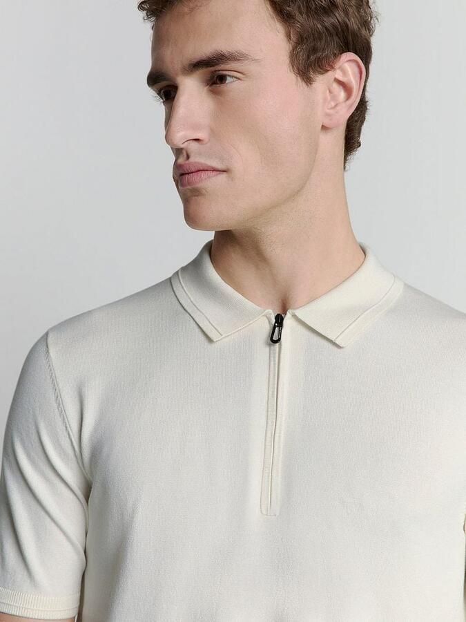 No Excess T-shirt Half Zip Poloshirt Off White - Foto 2