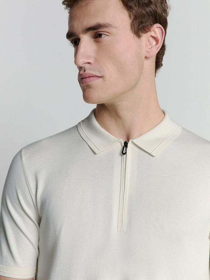 No Excess T-shirt Half Zip Poloshirt Off White - Foto 3