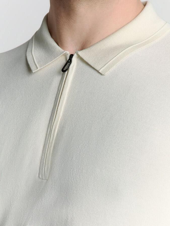 No Excess T-shirt Half Zip Poloshirt Off White - Foto 5