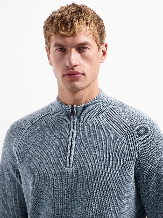 No Excess Half Zip Trui Chenille Blauw - Foto 2