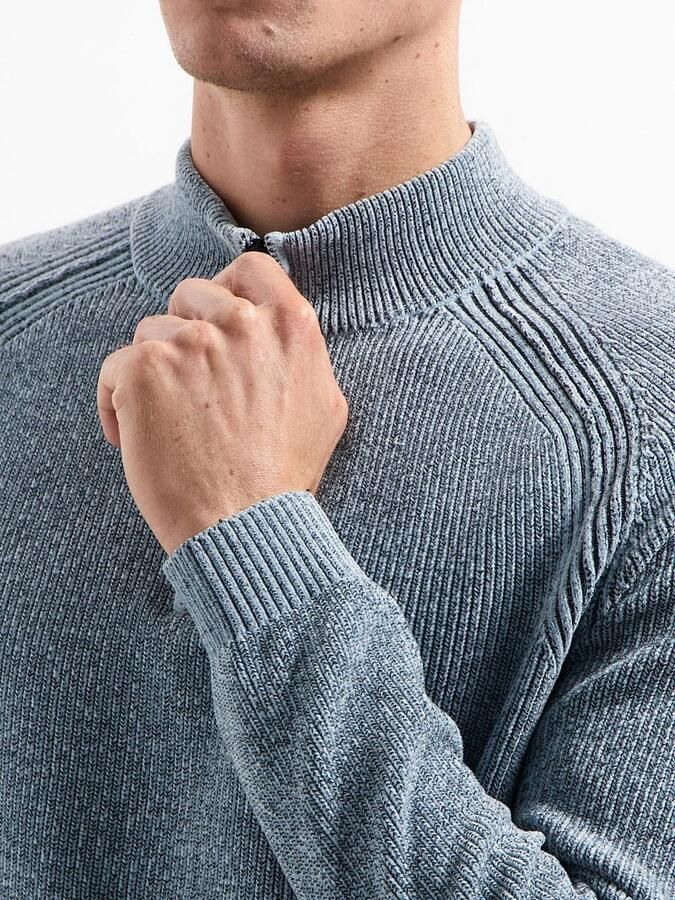 No Excess Half Zip Trui Chenille Blauw - Foto 3