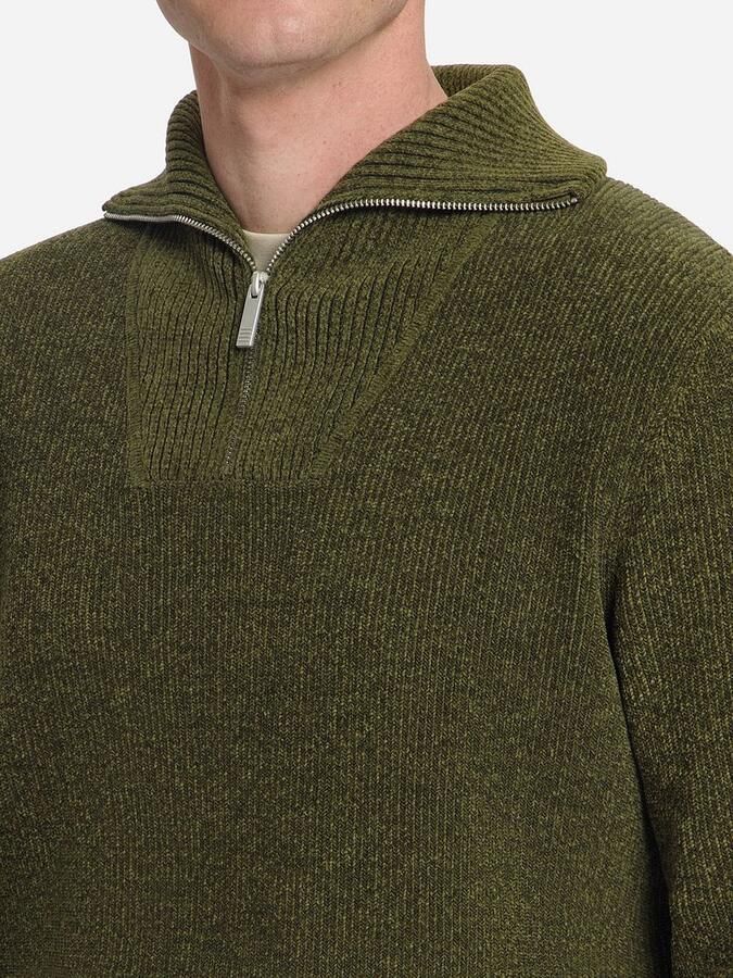 No Excess regular fit gemêleerde trui donkergroen - Foto 3