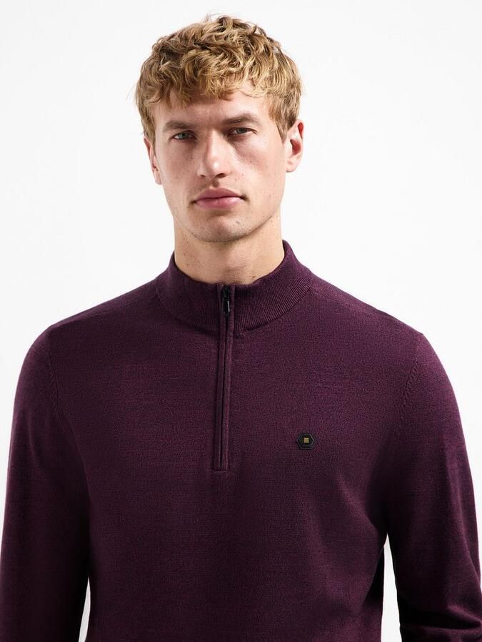 No Excess Half Zip Trui Dark Wine Melange - Foto 2