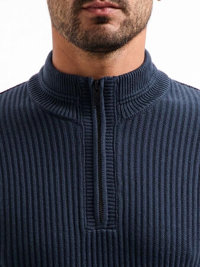 No Excess Half Zip Trui Rib Navy - Foto 2