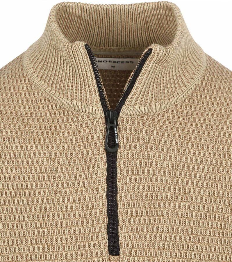 No Excess gebreide trui met ingebreid patroon beige - Foto 1