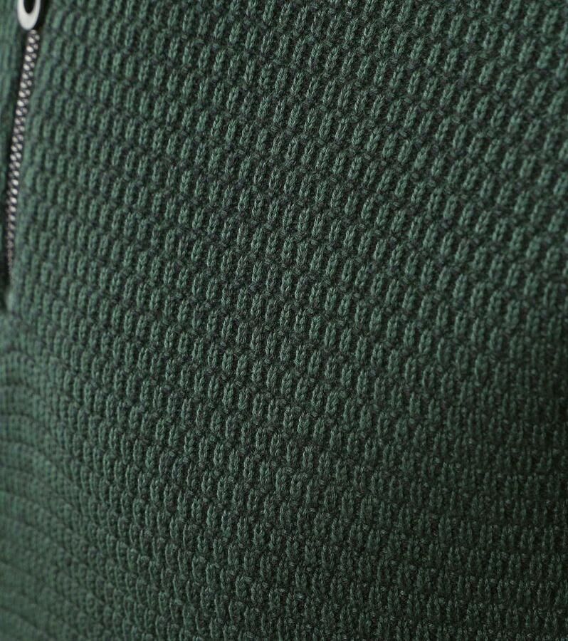 No Excess Sweater Half Zip Trui Structuur Melange Donkergroen - Foto 2