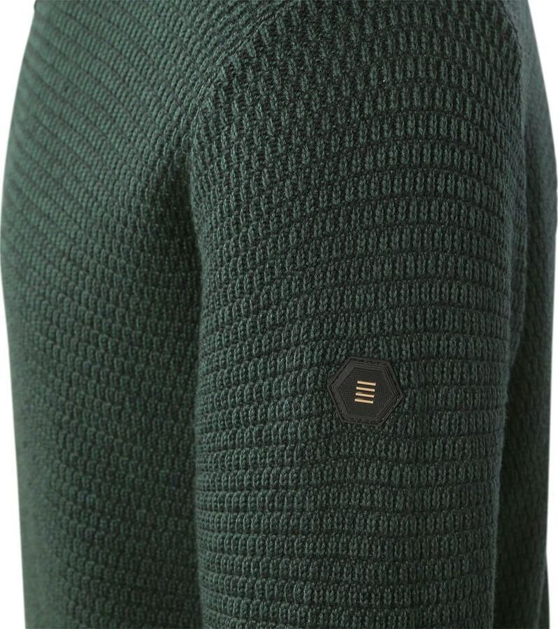 No Excess Sweater Half Zip Trui Structuur Melange Donkergroen - Foto 3