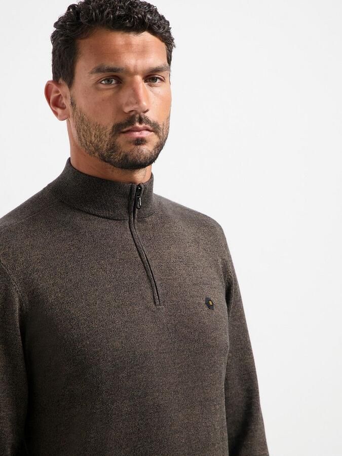 No Excess Half Zip Trui Taupe Melange