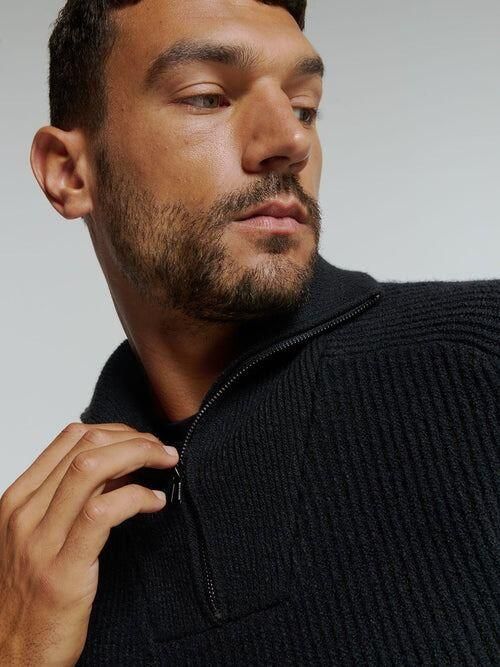 No Excess Half Zip Trui Two Coloured Melange Zwart - Foto 4