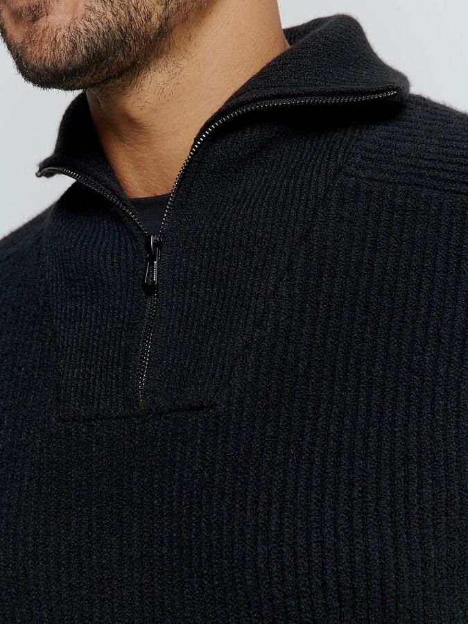 No Excess Half Zip Trui Two Coloured Melange Zwart - Foto 2