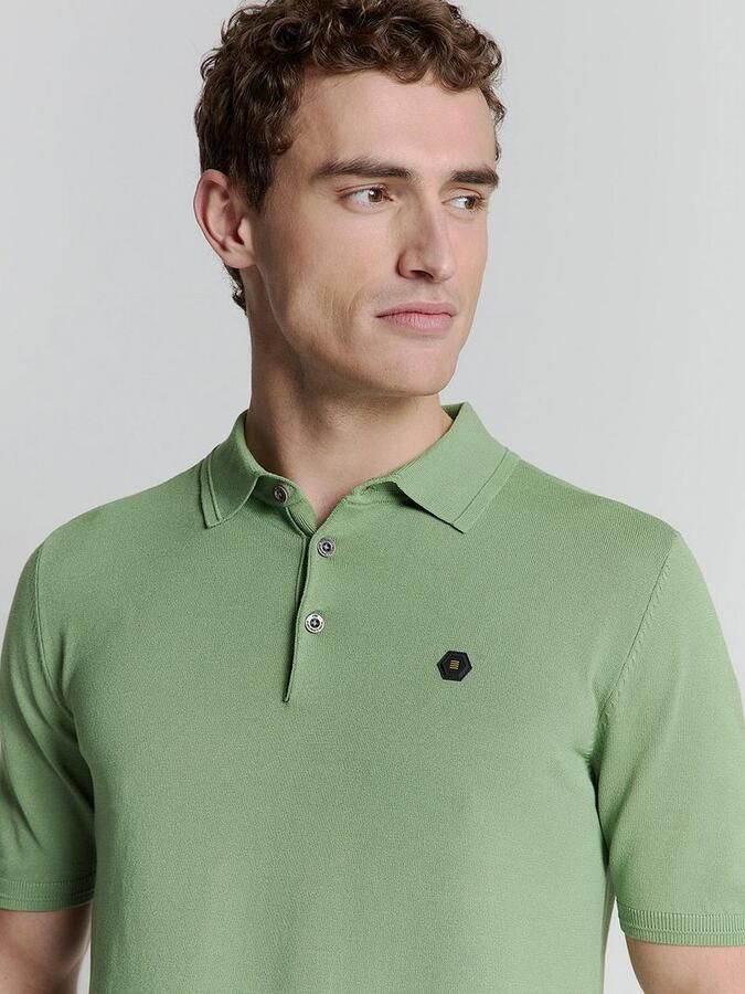 No Excess Knitted Poloshirt Groen - Foto 3