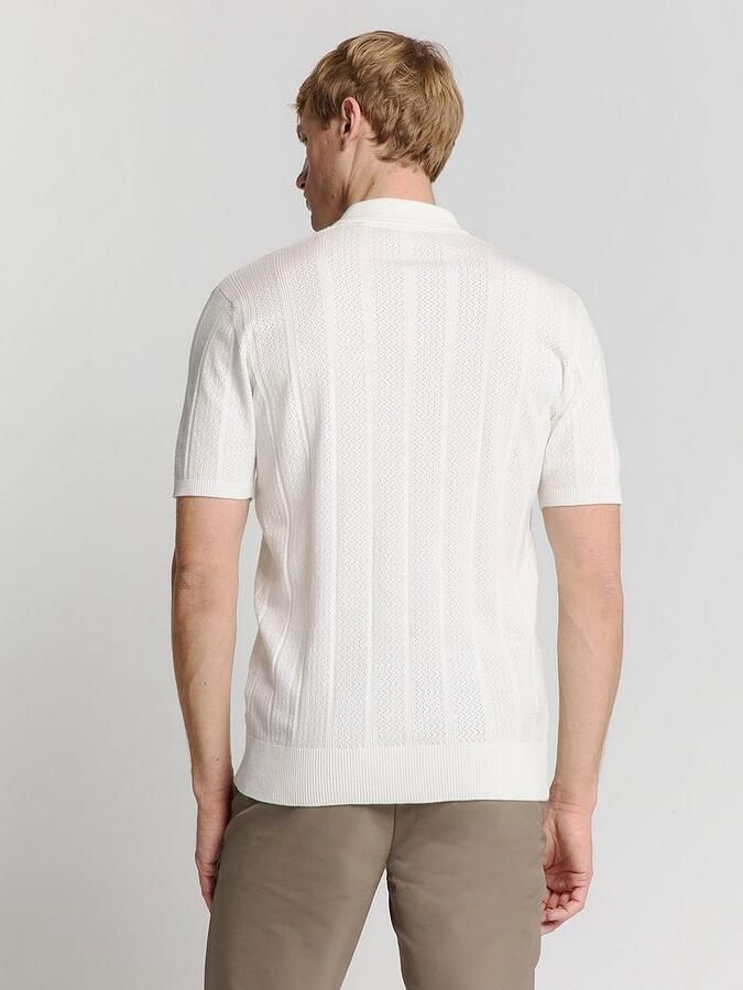 No Excess Knitted Poloshirt Off White - Foto 4