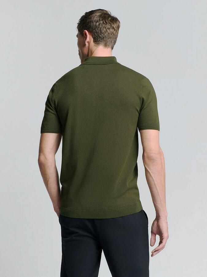 No Excess Knitted Poloshirt Olijfgroen - Foto 4