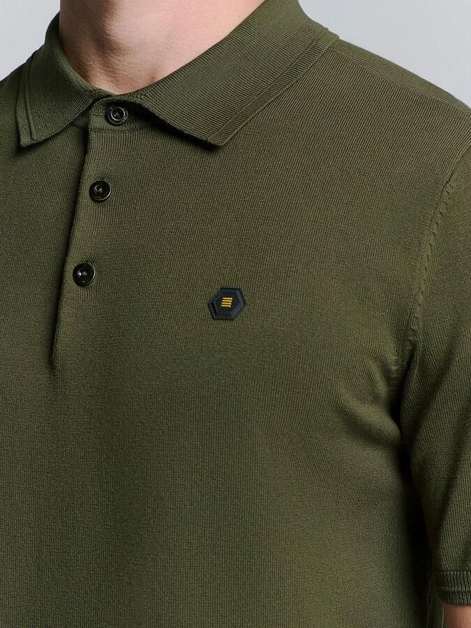 No Excess Knitted Poloshirt Olijfgroen - Foto 5