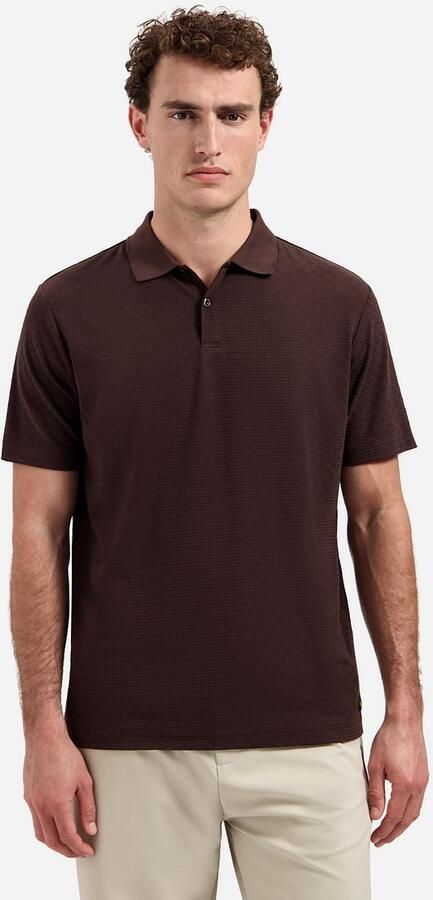 No Excess Knitted Poloshirt Structure Bruin - Foto 4