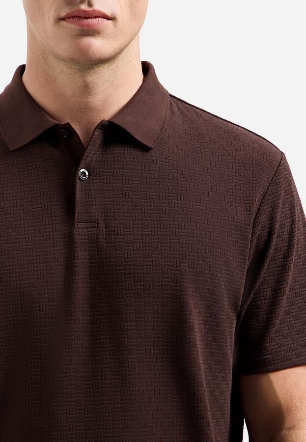 No Excess Knitted Poloshirt Structure Bruin - Foto 2