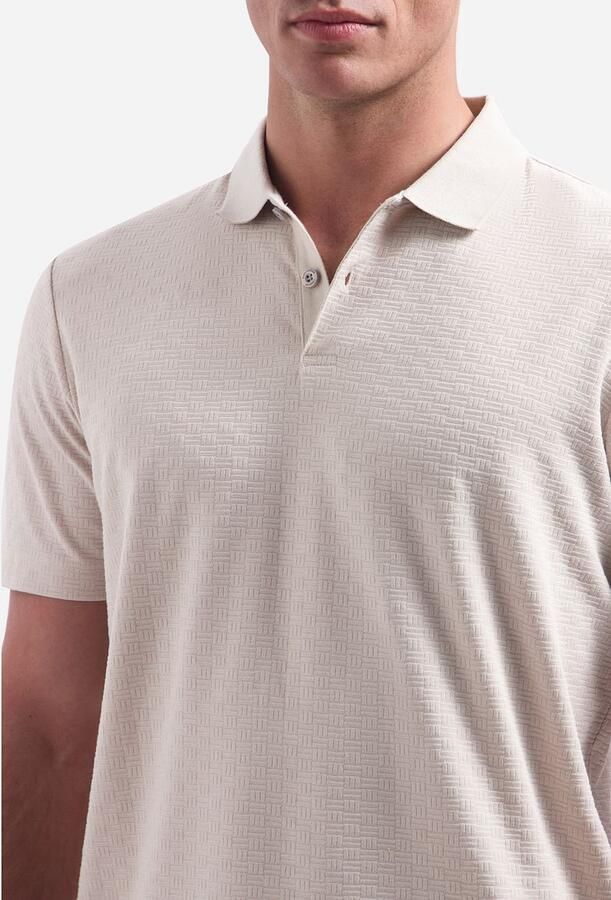No Excess Knitted Poloshirt Structure Ecru - Foto 3