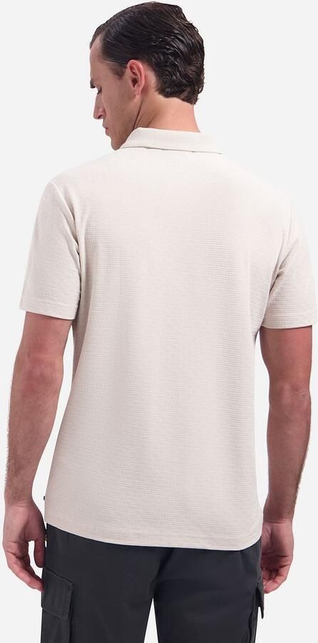 No Excess Knitted Poloshirt Structure Ecru - Foto 4