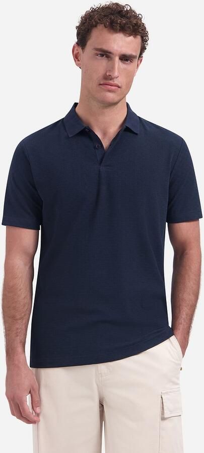 No Excess Knitted Poloshirt Structure Navy