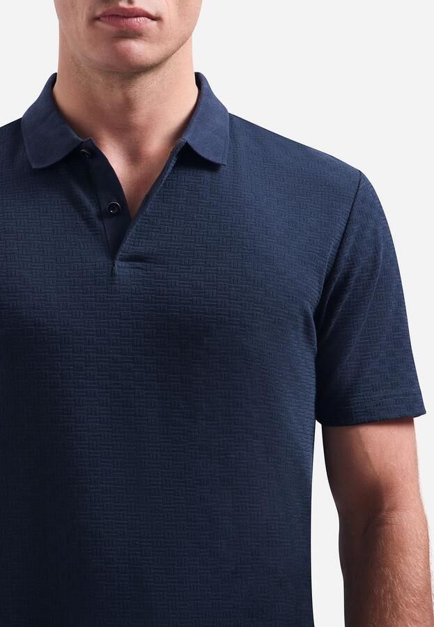No Excess Knitted Poloshirt Structure Navy - Foto 3